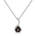 Smoky Quartz Drop Pendant Necklace in Sterling Silver