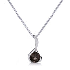 Smoky Quartz Drop Pendant Necklace in Sterling Silver