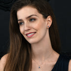 0.45ct Sapphire Earrings with Diamond Halo 18K White Gold
