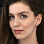 0.40ct Sapphire Stud Earrings with Diamond Halo 9K White Gold