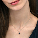 0.40ct Blue Sapphire Pendant Necklace 0.05ct Diamond 9K White Gold