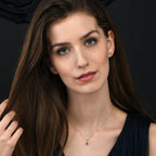0.50ct Blue Sapphire Pendant Necklace 0.05ct Diamond 9K White Gold