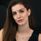 Knot Sapphire Earrings 3.3mm Round Sapphire in 9K White Gold