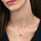 Sapphire Pendant Necklace 4mm Round Sapphire 9K White Gold