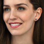 Knot Sapphire Earrings 3.3mm Round Sapphire in 9K White Gold