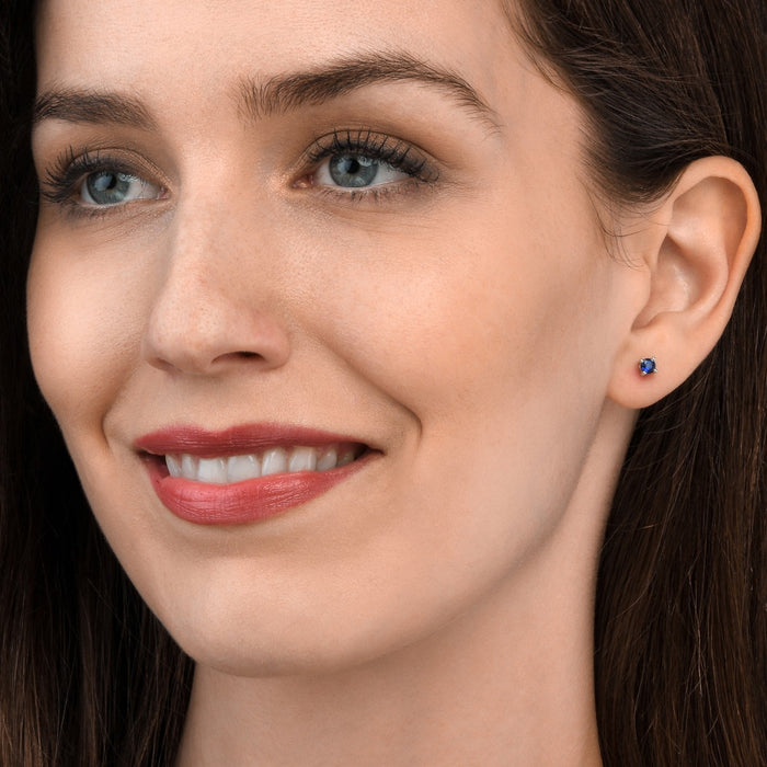 Sapphire Stud Earrings 3.8mm Sapphire in 9K White Gold
