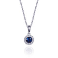 diamond and blue sapphire necklace for women in 9ct gold