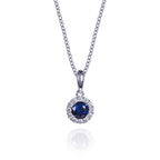 diamond and blue sapphire necklace for women in 9ct gold
