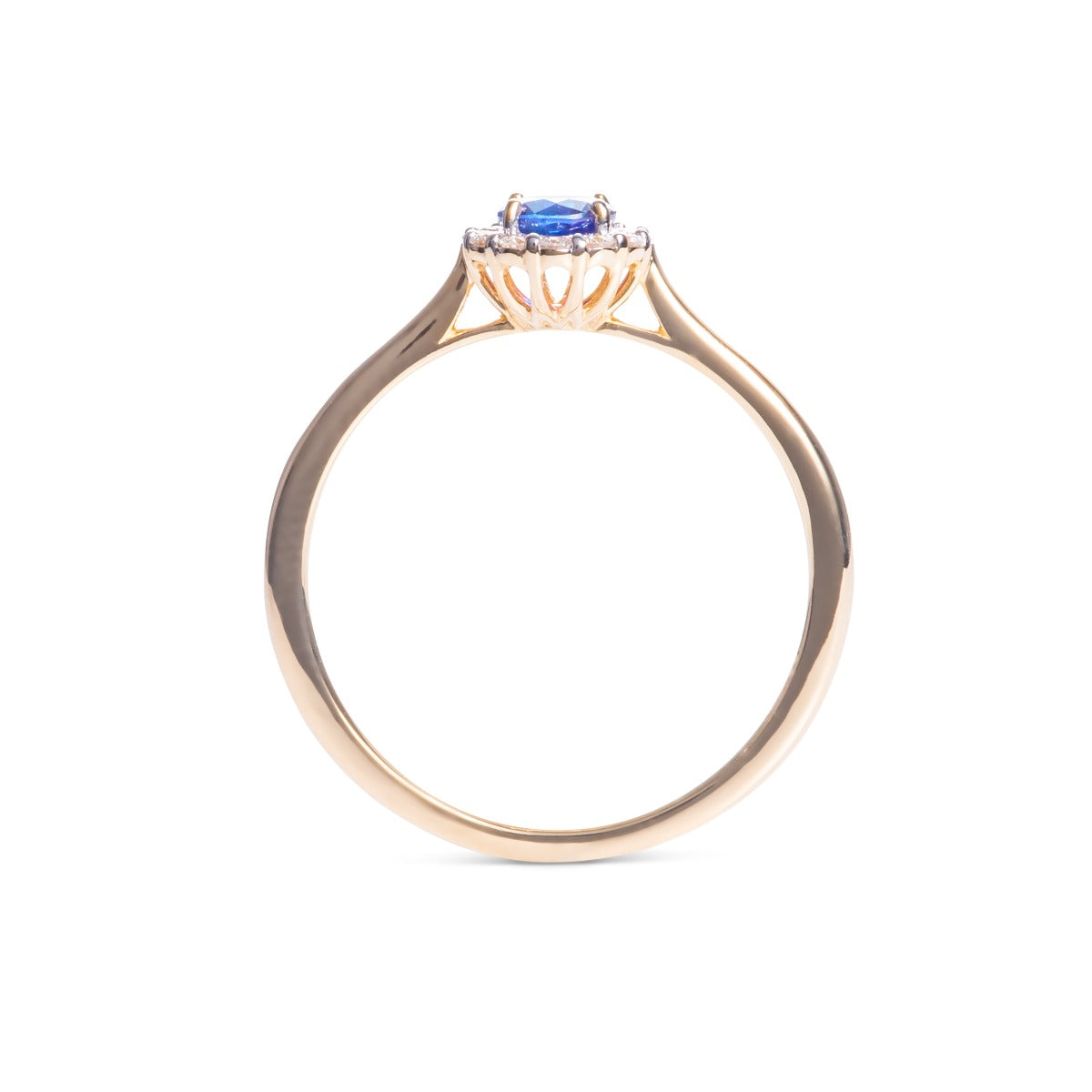 Sapphire Ring 0.42ct Blue Sapphire & 0.09ct Diamonds 9K Yellow Gold