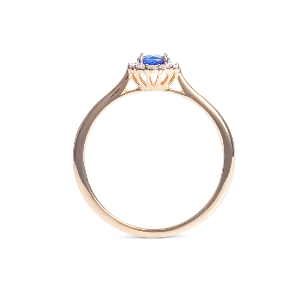 Sapphire Ring 0.42ct Blue Sapphire & 0.09ct Diamonds 9K Yellow Gold