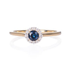 Sapphire Ring 0.42ct Blue Sapphire & 0.09ct Diamonds 9K Yellow Gold
