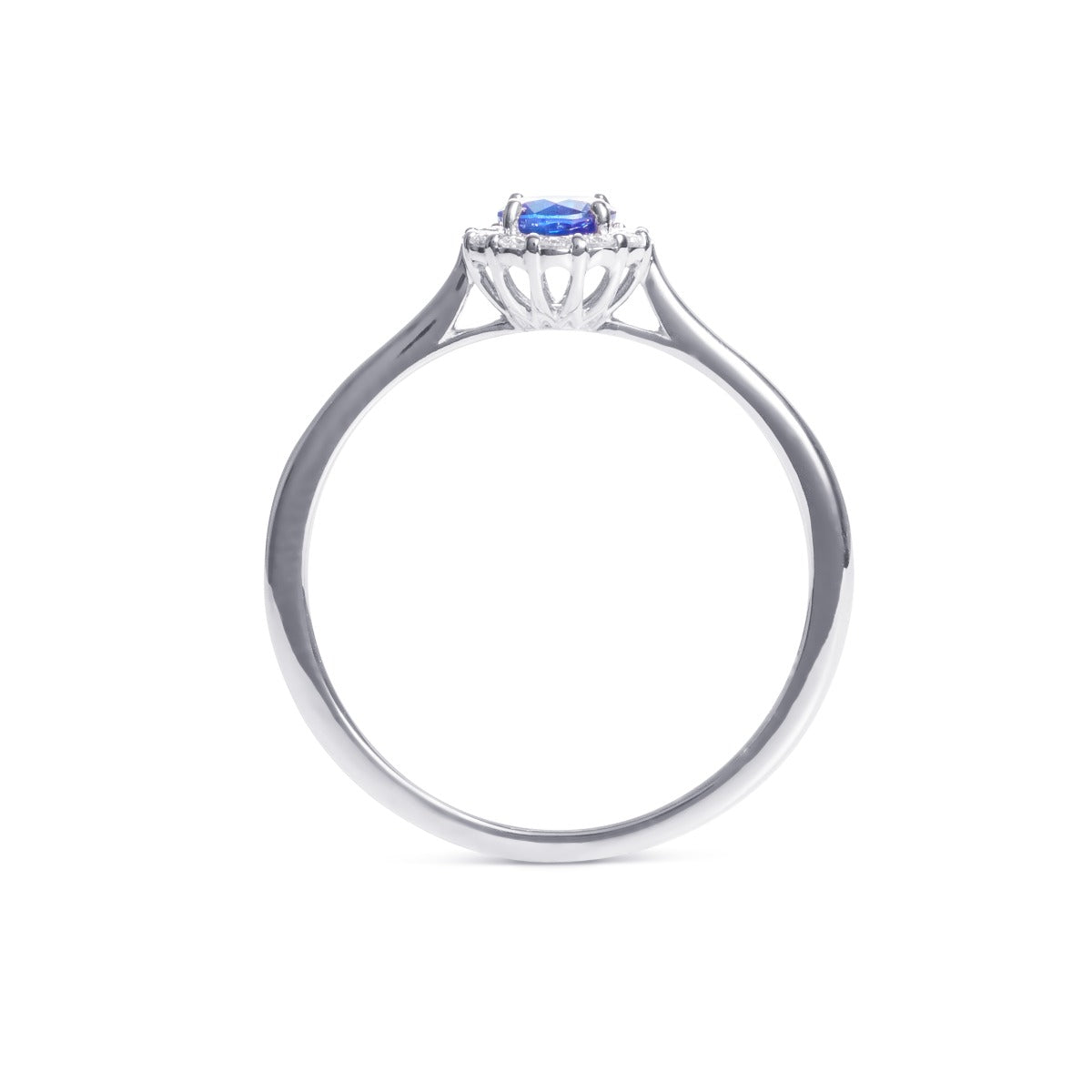 Sapphire Ring 0.42ct Blue Sapphire & 0.09ct Diamonds 9K White Gold