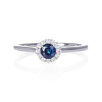 Sapphire Ring 0.42ct Blue Sapphire & 0.09ct Diamonds 9K White Gold