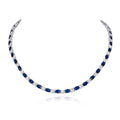 Sterling Silver Tennis Necklace With Blue & White Cubic Zirconia