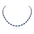 Sterling Silver Tennis Necklace With Blue & White Cubic Zirconia