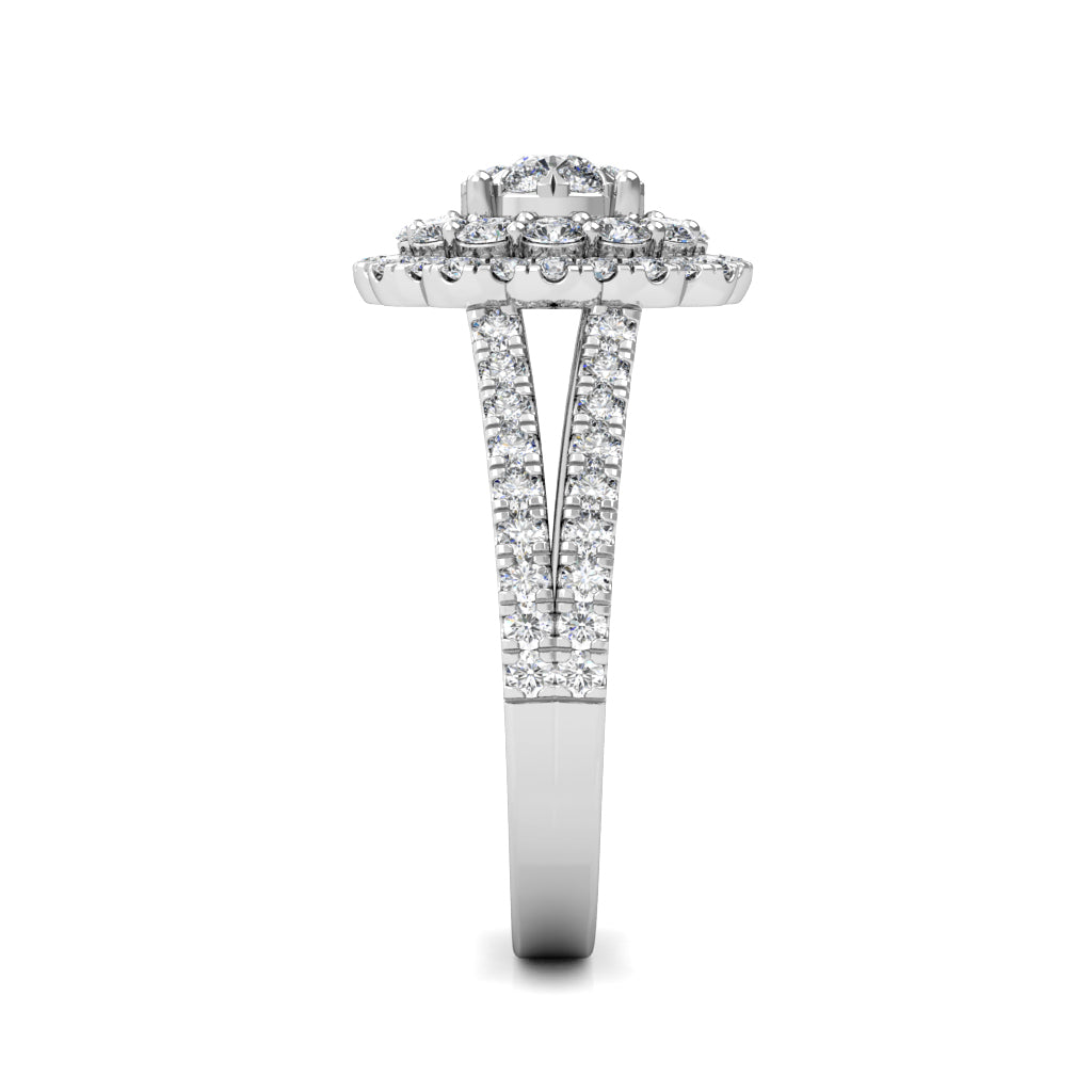 Aurora Diamond Cluster Engagement Ring 1.10ct Diamonds in 18K White Gold