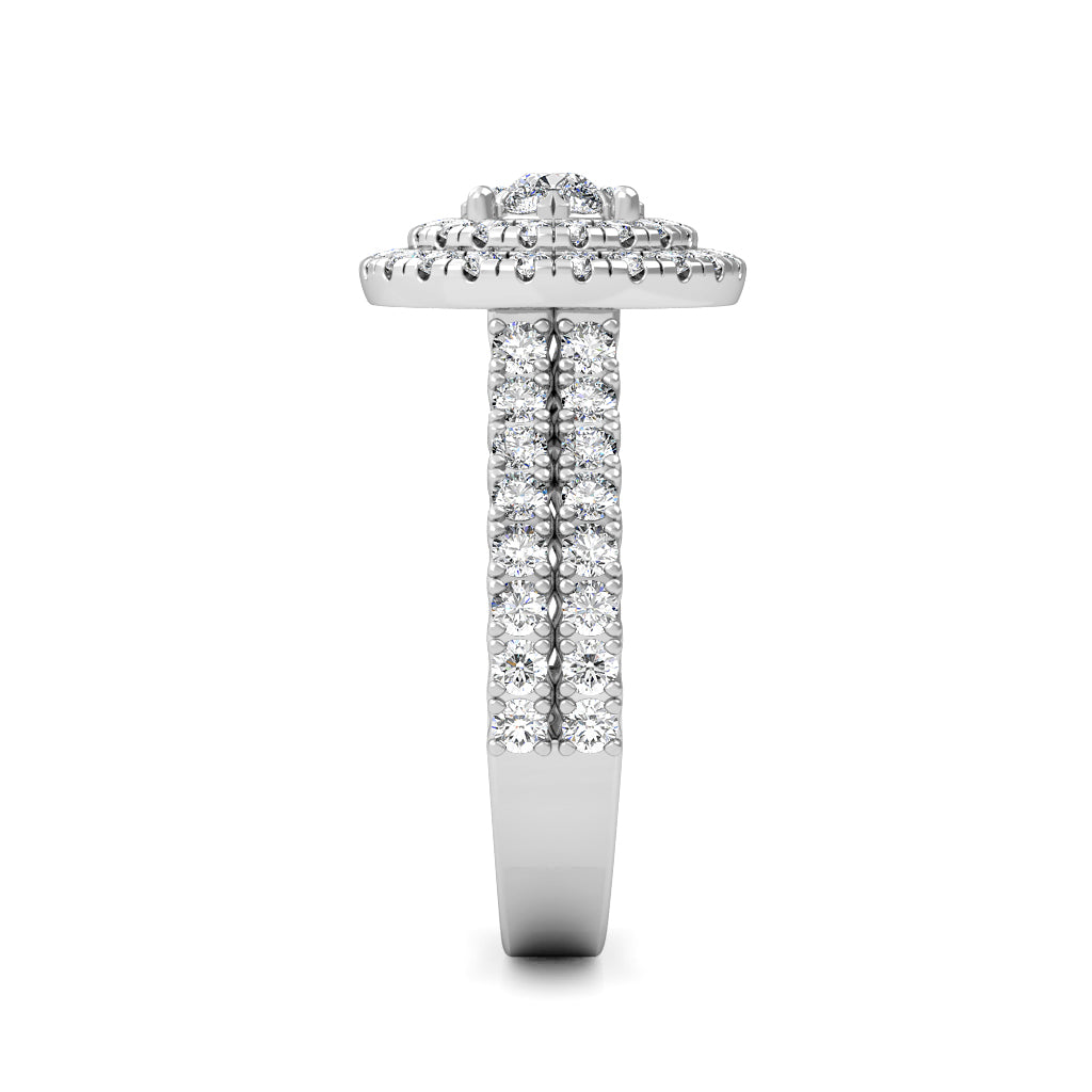 Bella Diamond Cluster Engagement Ring 1.02ct Diamonds in 18K White Gold