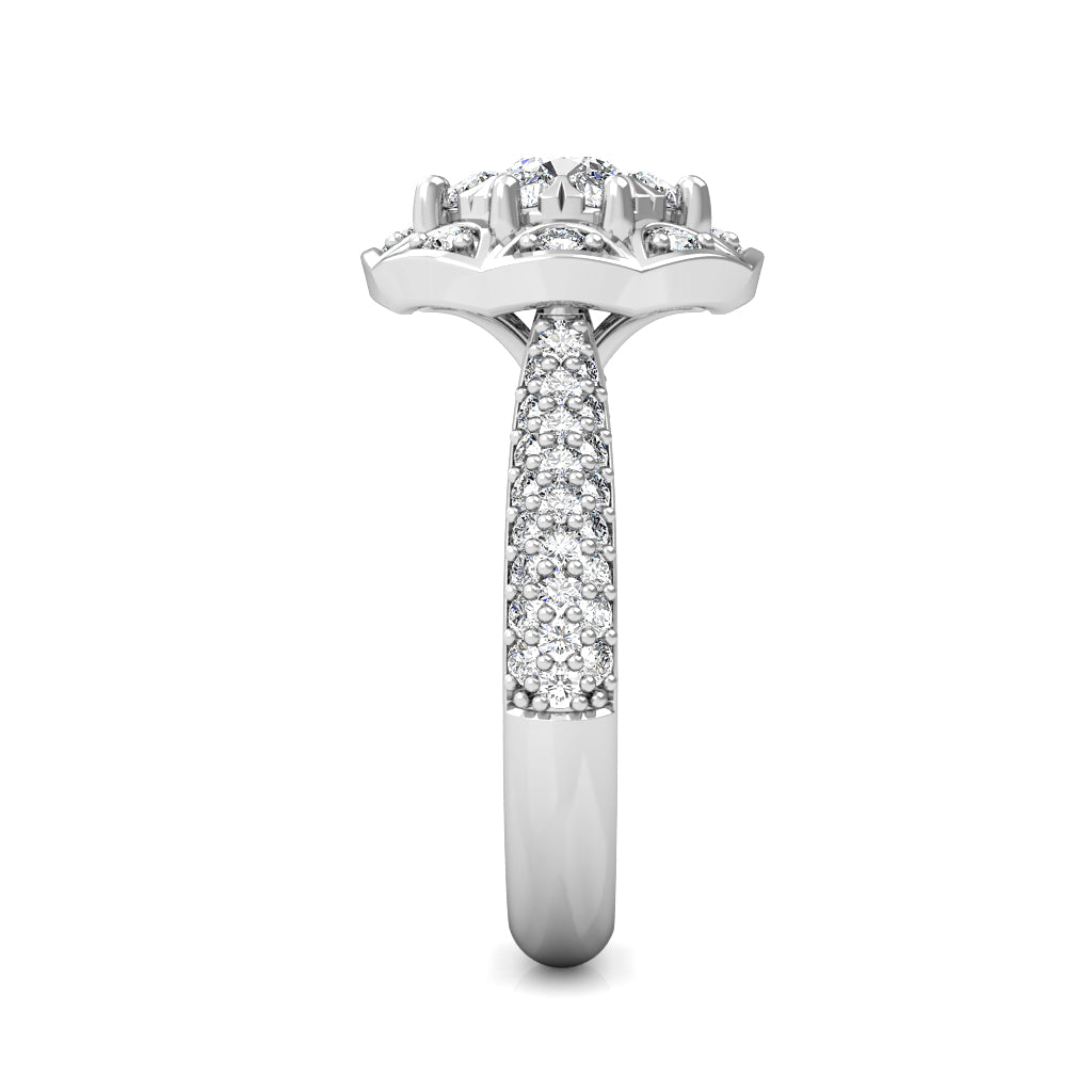 Audrey Diamond Cluster Engagement Ring 0.97ct Diamonds in 18K White Gold