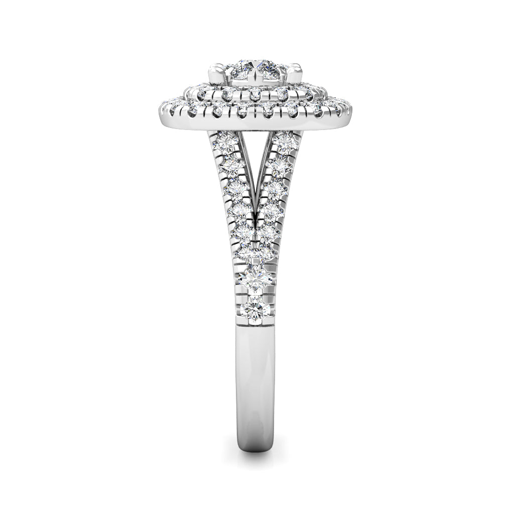 Regal Large Diamond Engagement Ring 0.92ct Diamonds in 18K White Gold