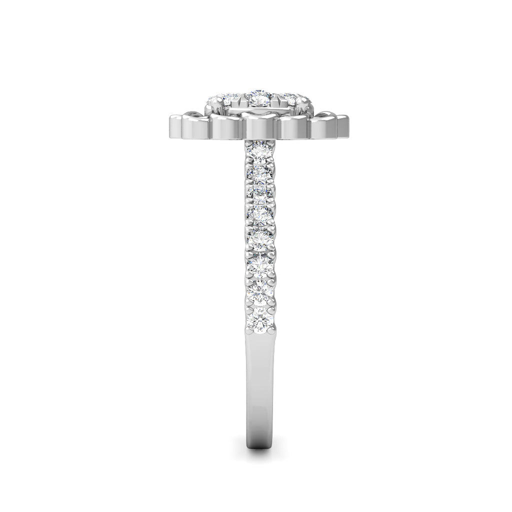 Esmeralda Diamond Halo Engagement Ring 0.53ct Diamonds in 18K White Gold