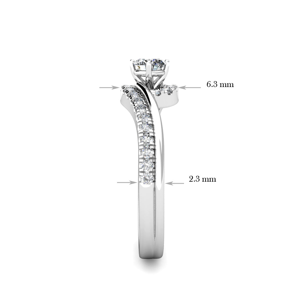 Twirl Diamond Cluster Engagement Ring 0.40ct Diamond in 18K White Gold
