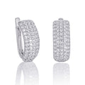 Sterling Silver Hoop Earrings 20mm, Channel Set Baguette Cubic Zirconia