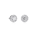 Sterling Silver Round Cubic Zirconia Halo Stud Earrings