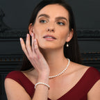 6.5-7.5mm White Freshwater Pearl Bracelet in 9K Yellow Gold