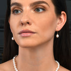 Pearl Drop Earrings with White Freshwater Drop Pearls in 9K Yellow Gold