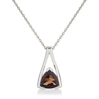 Trillion Cut Smoky Quartz Pendant Necklace in Sterling Silver