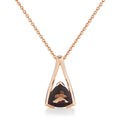 Trillion Cut Smoky Quartz Pendant Necklace in Rose Gold Plated Sterling Silver