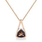 Trillion Cut Smoky Quartz Pendant Necklace in Rose Gold Plated Sterling Silver