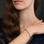 Sterling Silver Tennis Bracelet 3mm Blue & White Cubic Zirconia