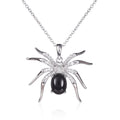 Sterling Silver Black Spider Pendant Necklace with Cubic Zirconia stones