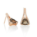 Trillion Cut Smoky Quartz Stud Earrings in Rose Gold Plated Sterling Silver