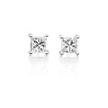 Solitaire 0.10ct 4 claw princess diamond studs in 18K white gold