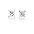Solitaire 0.50ct 4 claw princess diamond studs in 18K white gold