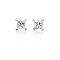 0.10ct Diamond Stud Earrings 4 Claw G/HSI Princess 9K Yellow Gold