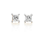 Solitaire 0.20ct 4 claw princess diamond studs in 9K yellow gold