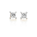 Solitaire 0.20ct 4 claw princess diamond studs in 18K yellow gold