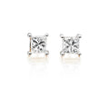 Solitaire 0.30ct 4 claw princess diamond studs in 18K yellow gold