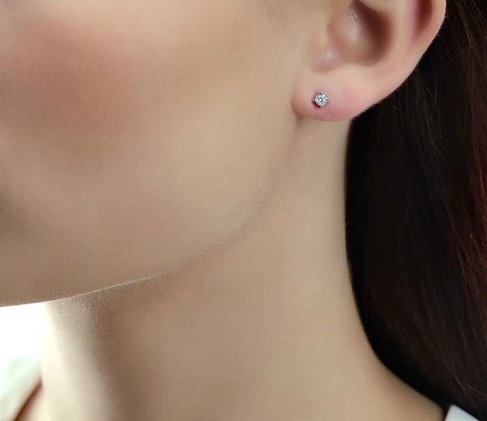 Diamond Stud Earrings 0.30ct Solitaire Diamond Studs 9K White Gold