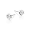 Solitaire 0.20ct Bezel set round diamond studs in 18K white gold