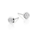 Solitaire 0.20ct Bezel set round diamond studs in 18K white gold