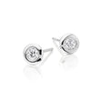 Solitaire 0.30ct Bezel set round diamond studs in 18K white gold