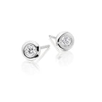 Solitaire 0.30ct Bezel set round diamond studs in 18K white gold