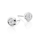 Solitaire 0.40ct Bezel set round diamond studs in 18K white gold