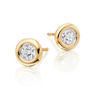 Solitaire 0.50ct Bezel set round diamond studs in 18K yellow gold