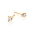 Solitaire 0.10ct 2 Claw round diamond studs in 18K yellow gold
