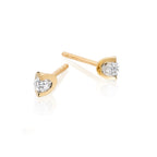 Solitaire 0.10ct 2 Claw round diamond studs in 9K yellow gold